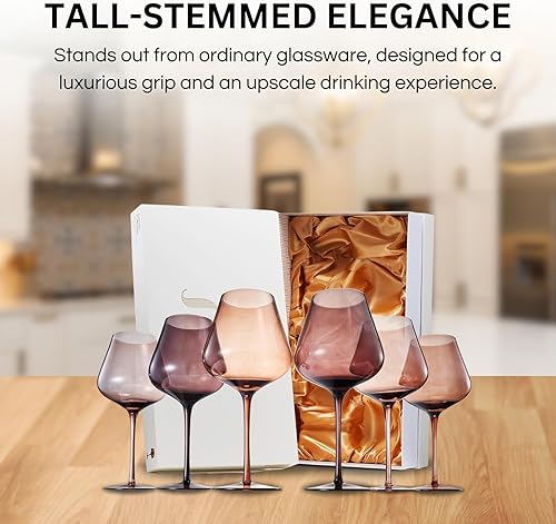 Miniatura 3 de Venus - Juego de 6 copas de vino de 20 onzas, regalo para ella, mamá, esposa, novia, mamá, él, celebraciones especiales, estilo único, tallo alto,