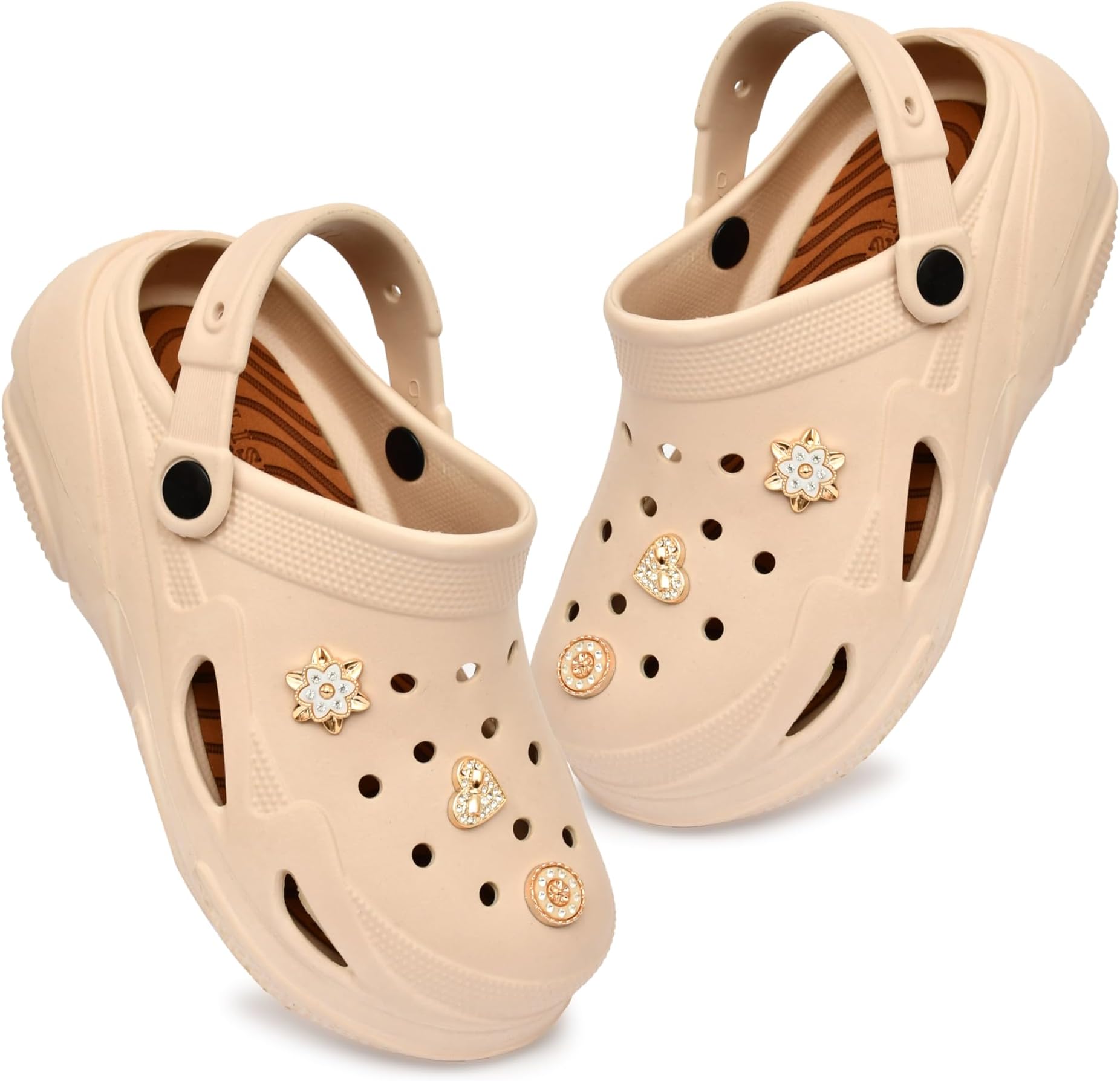 Fashionable Comfortable Adjustable Back Strap Clogs & Premium Cute Charms |Waterproof Anti Skid & Lightweight Cushioned Stylish Clogs Mules for Women's & Girl's BBSILK-11