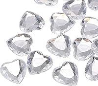 Vista 40 de MECCANIXITY 20 piezas de diamantes de imitación acrílicos de corazón de 0.98 pulgadas (0.984 in) con parte trasera plana, gemas de plástico