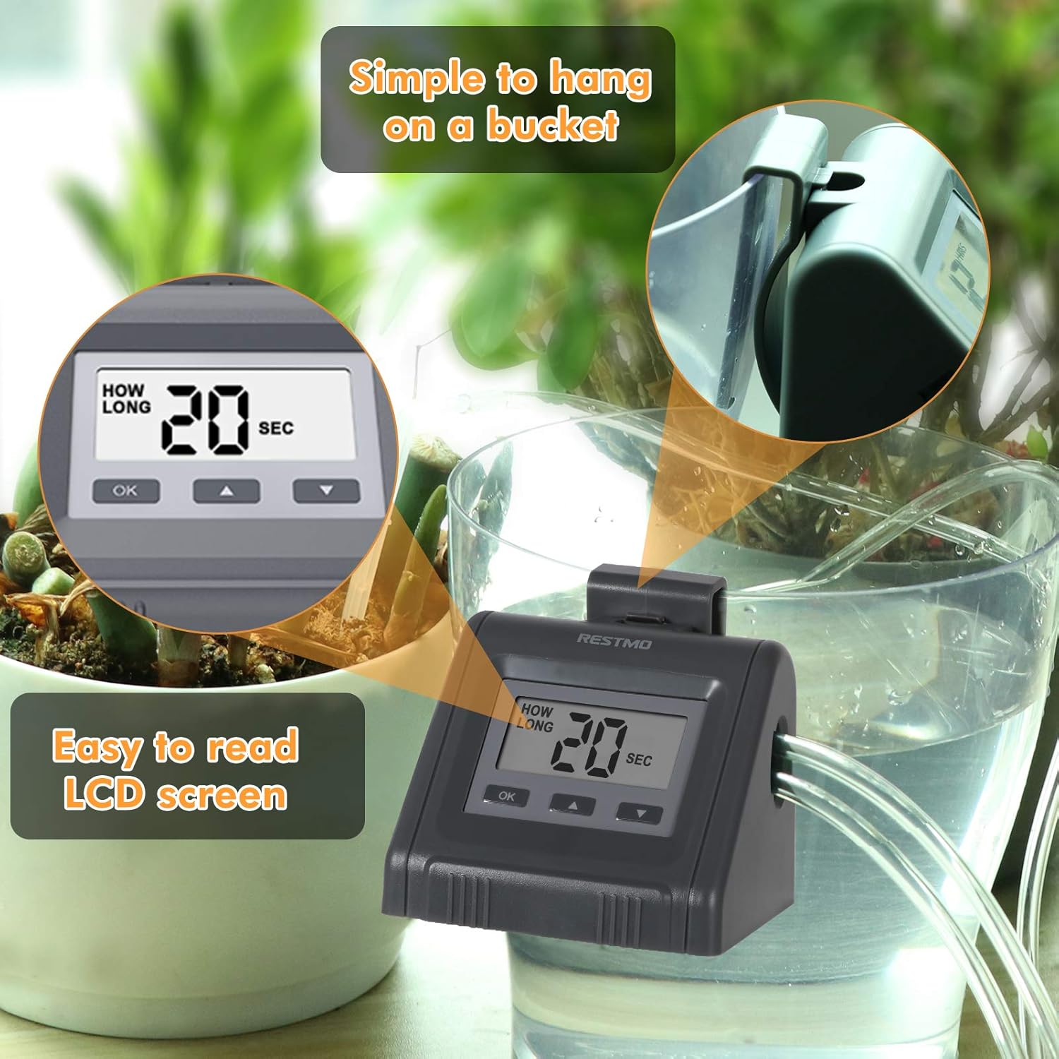 Automatic Watering System for Potted Plants, Micro DIY Self Drip Irrigation Kit with Programmable Water Pump Timer, Large Angled Display, Easy to Read, Ideal for Indoor Greenhouse Plants and Flowers : Patio, Lawn & Garden
