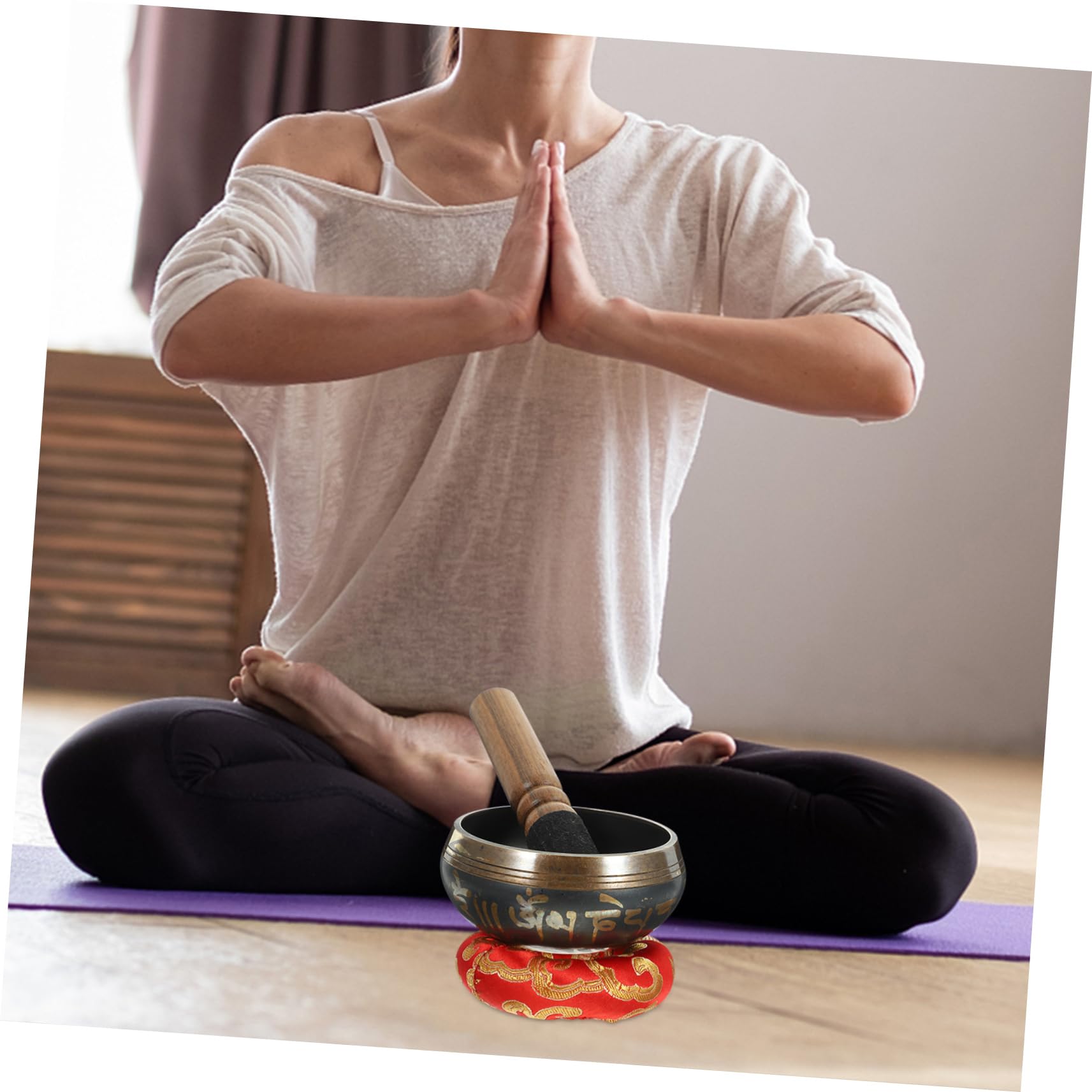 2 Set Campane tibetane Bassi elettrici Campane per il canto Campane per musica da meditazione Campane per accordatura Accessori per campane da meditazione Cuscino per campane sonore Campane per suo