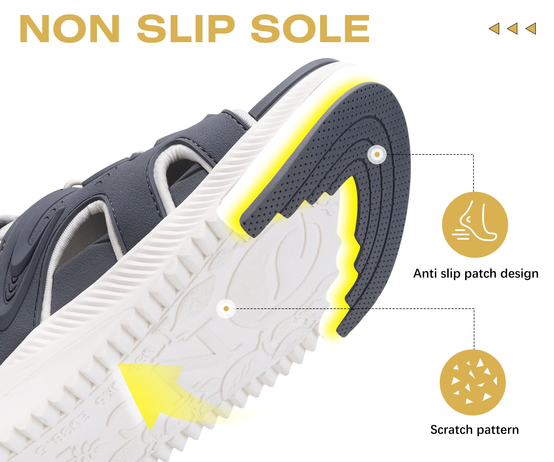 ONCAI Sandalias Mujer Caminar, Arco Soporte Sandals de Senderismo para Fascitis plantar,Antideslizante Sandalias de Deportivas Plataforma con Cordones Ajustables Talla EU 36-43