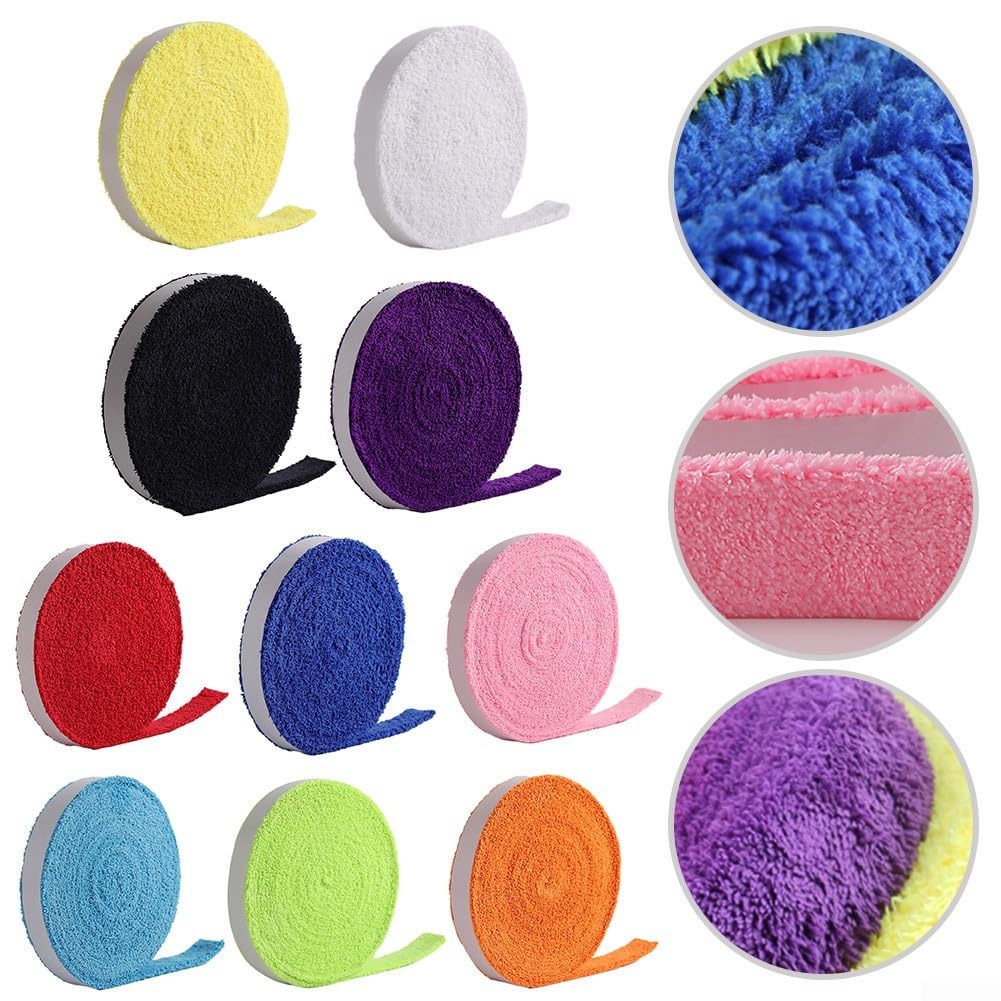 10M Toalla Grip Wrap para raquetas de bádminton y tenis, cómodo y antideslizante (blanco)