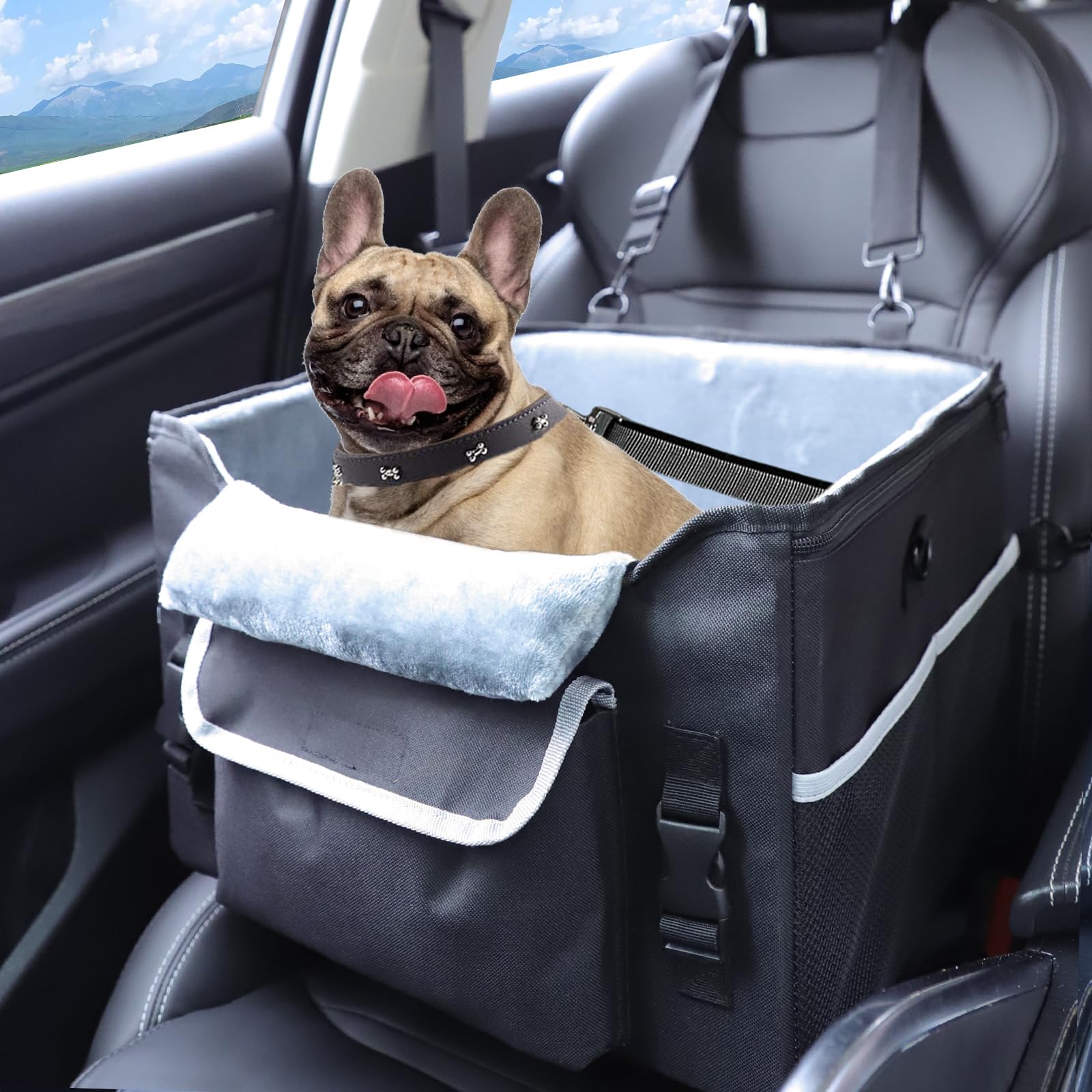AMFIYQ Foldable Dog Car Seat for Small Dogs,Potable Puppy Booster Seat with Harness &Safety Belt, Travel Pet Bed can Removable & Washable Suitable for Dogs 25-30 lbs(Black) - image 8