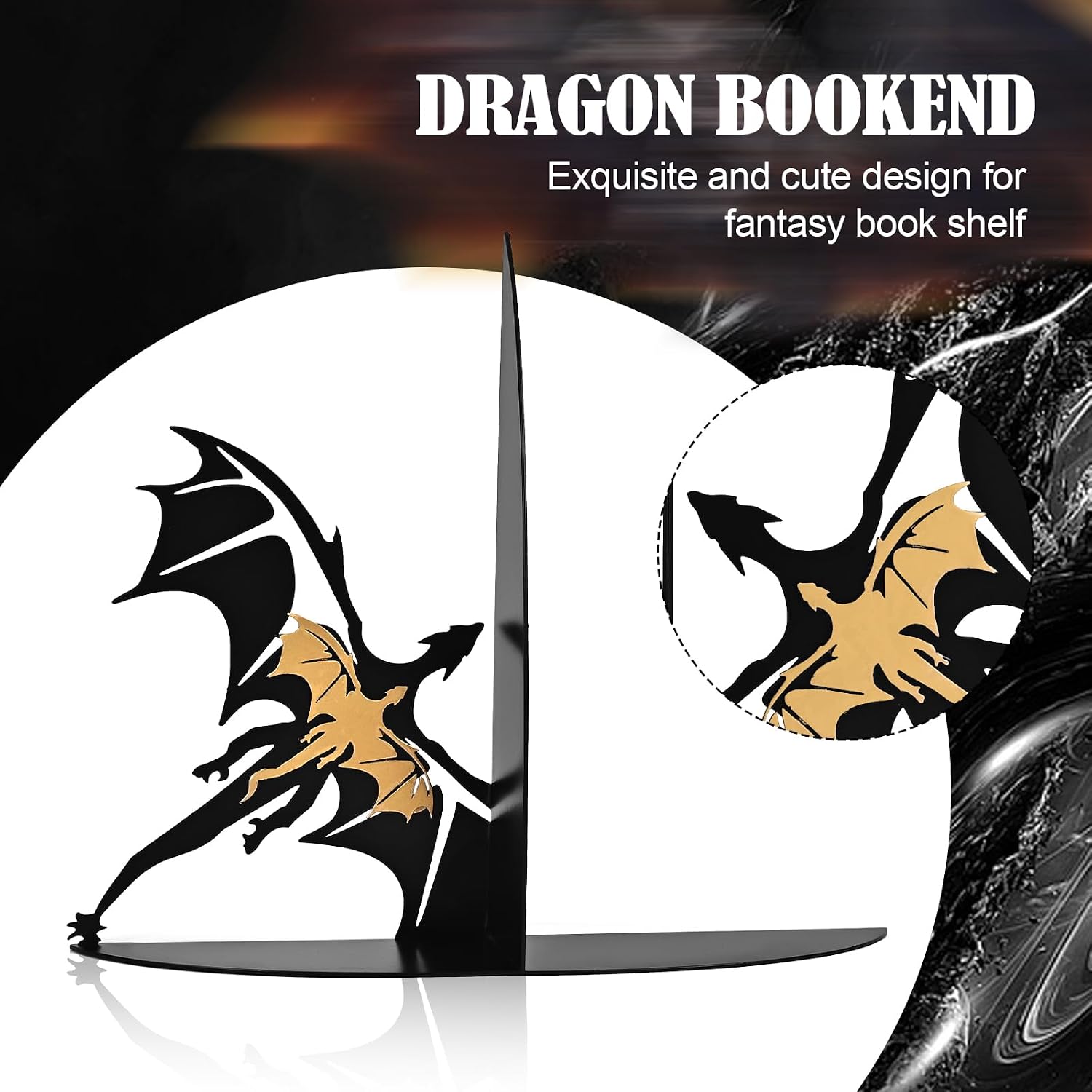 Metal Dragon Bookends Fantasy Book Stoppers Cool Book Ends Decorative
