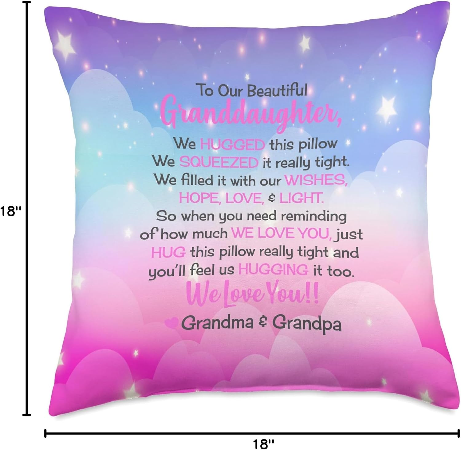 granddaughter gifts from grandma and grandpa pink purple Throw Pillow