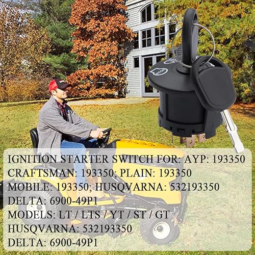 Swgaunc Cub Cadet Ignition Switch 4 Position Craftsman Ignition Switch Fit For Husqvarna Craftsman John Deere Mtd Murray Riding Lawn Mower 532175566 175566 2 Keys #TOP4