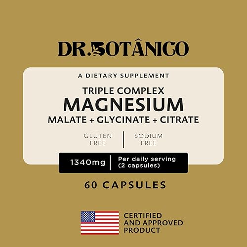 Miniatura 5 de Complejo Triple Magnesio 1340mg  Malato + Glicinato + Citrato  Dr. Botanico (60 Cápsulas)