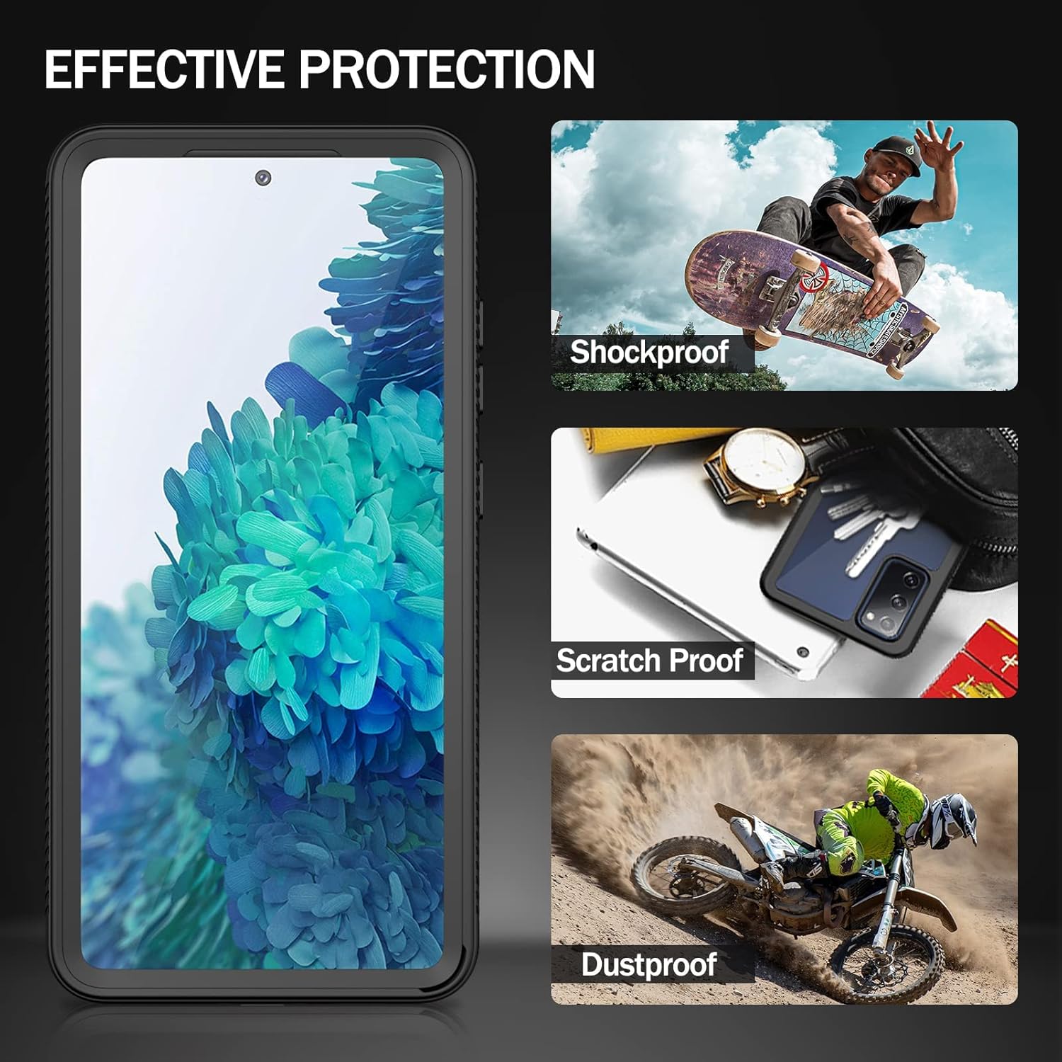 wahhle Compatible with Samsung Galaxy S20 FE 5G Case, Built in Screen Protector Full Body Shockproof Slim Fit Bumper Protective Phone Cover for Samsung S20 FE 5G Men Women-Black/Clear - Image 6