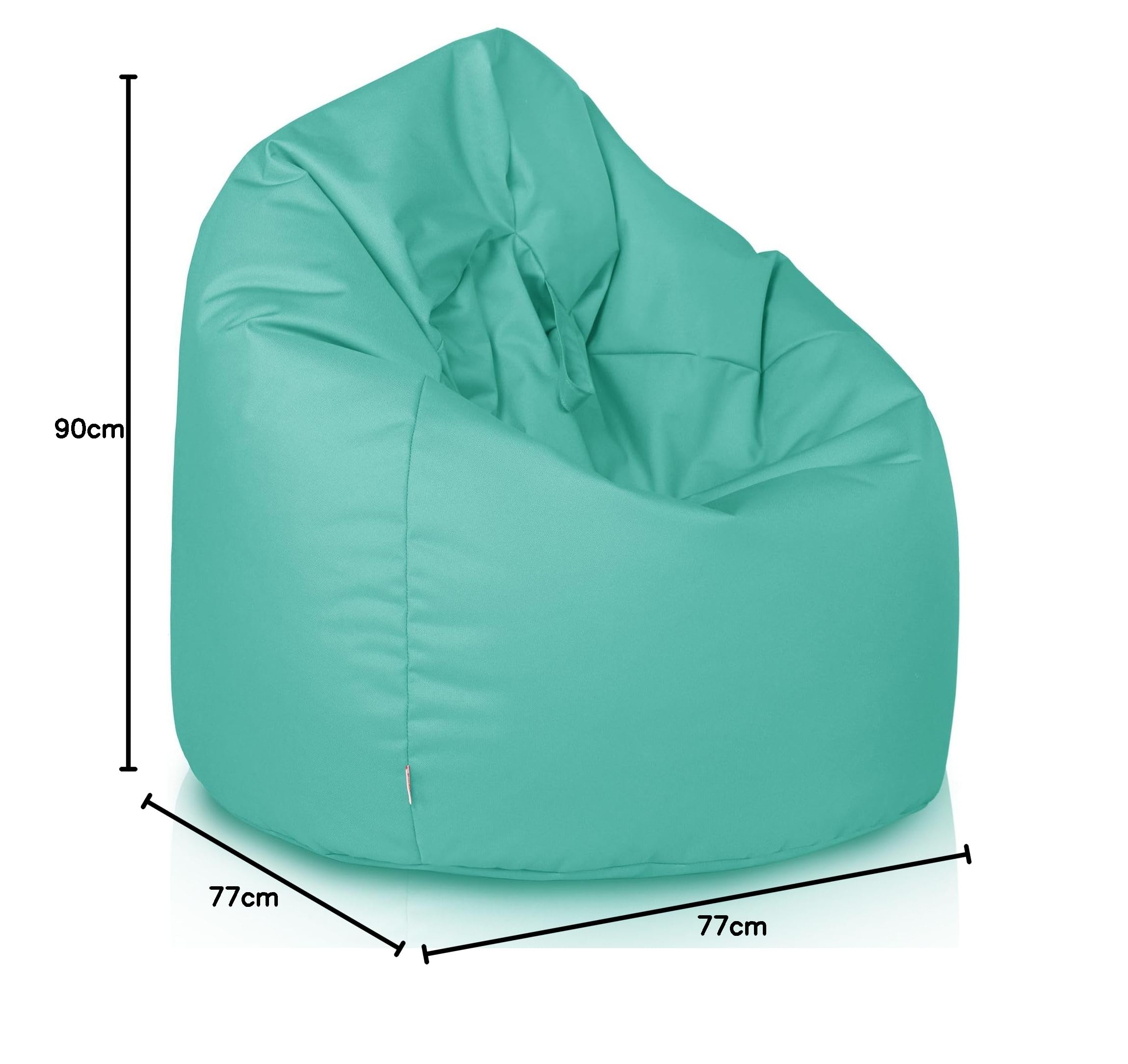 Pouf Poire L Enfant, Intérieur et Extérieur, Fauteuil Poire, Remplissage Billes Polystyrène, Housse Amovible, Imperméable, Certifié, Turquoise, 90x77 cm