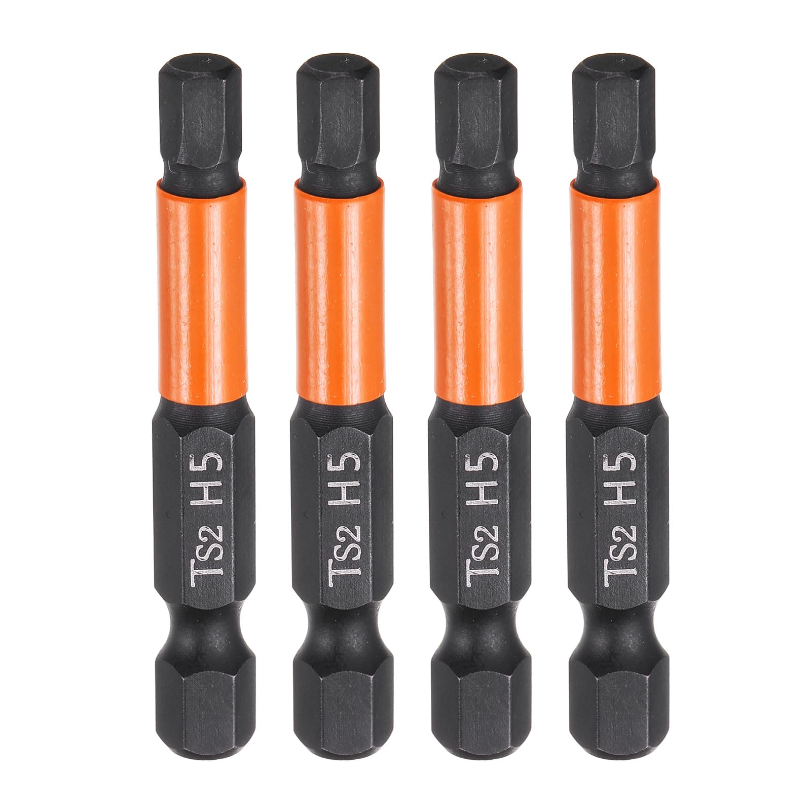 sourcing map 4pcs H5 Hex Head Drill Bit Wrench 5mm Metric Flat Tip 1/4" Hex Shank 50mm (2") Long Magnetic Black Phosphate Hexagonal Screw Driver Socket Industrial Screwdriver Power Bits