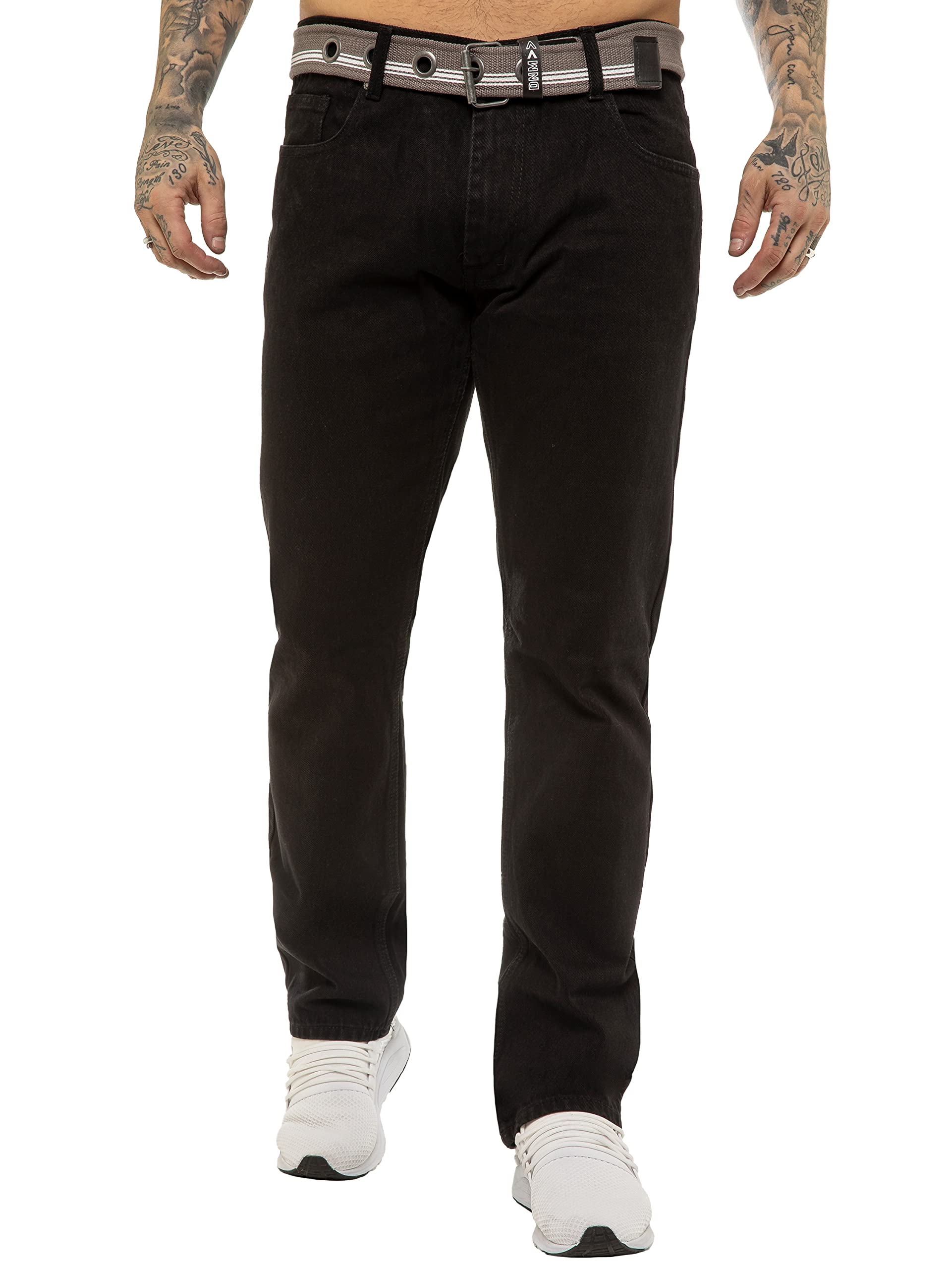 989Zé Enzo Men's Black Straight Leg Jeans Regular Fit Denim Trouser Pants Uk Ez399 Blk 44W / 34L