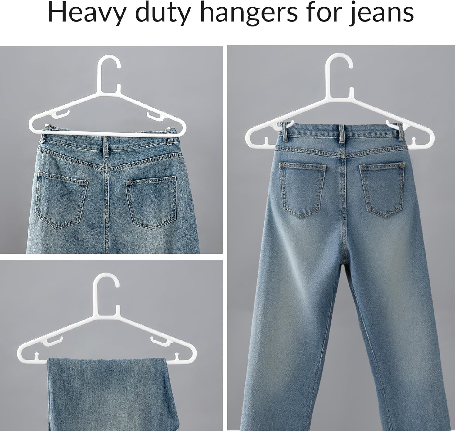 Heavy Duty Plastic Hangers 36 Pack, Thick Sturdy Closet Organizer with Reinforced Hooks & Non-Slip Shoulders for Jackets, Coats, Suits and Jeans (White)