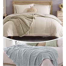 Monbix 7 Piece Comforter Sets and Fleece Throw Blanket Bundle