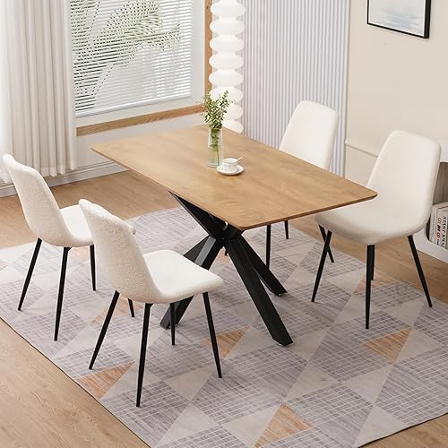 Miniatura 3 de Juego de 4 sillas de comedor de terciopelo, juego de 4 sillas de cocina de terciopelo blanco, sillas de tocador tapizadas, elegantes sillas