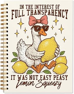 Summer Silly Goose Lemon Journal Notebook 5.5x8.3 | Lemon Goose School Supplies Gifts for Teen Girls Women; Funny Notebooks for College Work School Office Note Taking