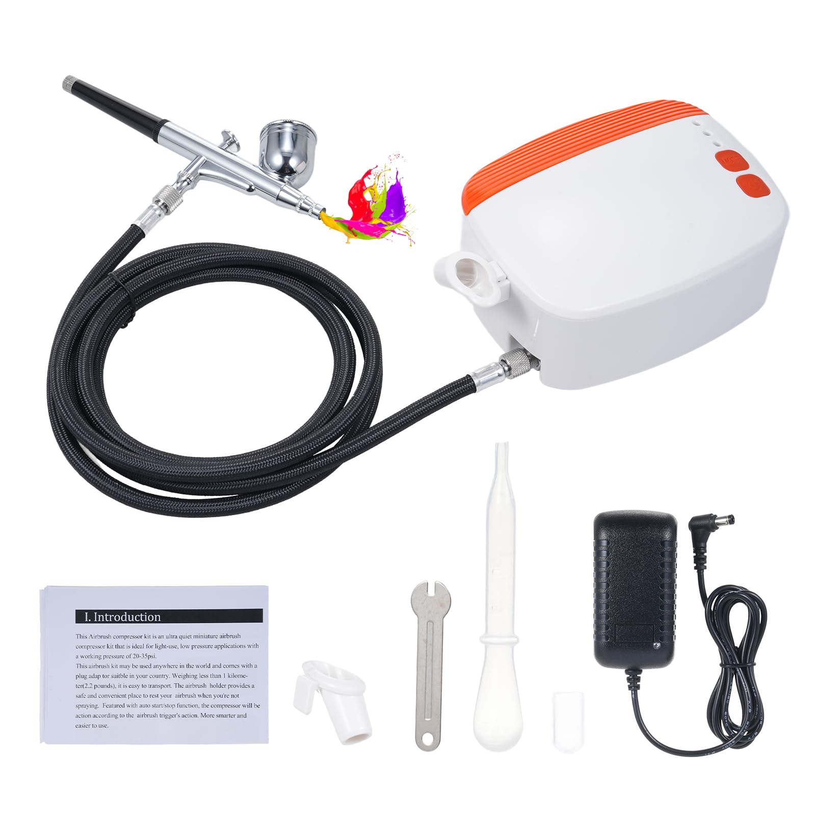 Kit de compresseur d'aérographe avec mini pistolet à air pour techniques de peinture, modélisme, décoration de gâteaux, dessin de contour, nail art, réglage à 3 niveaux