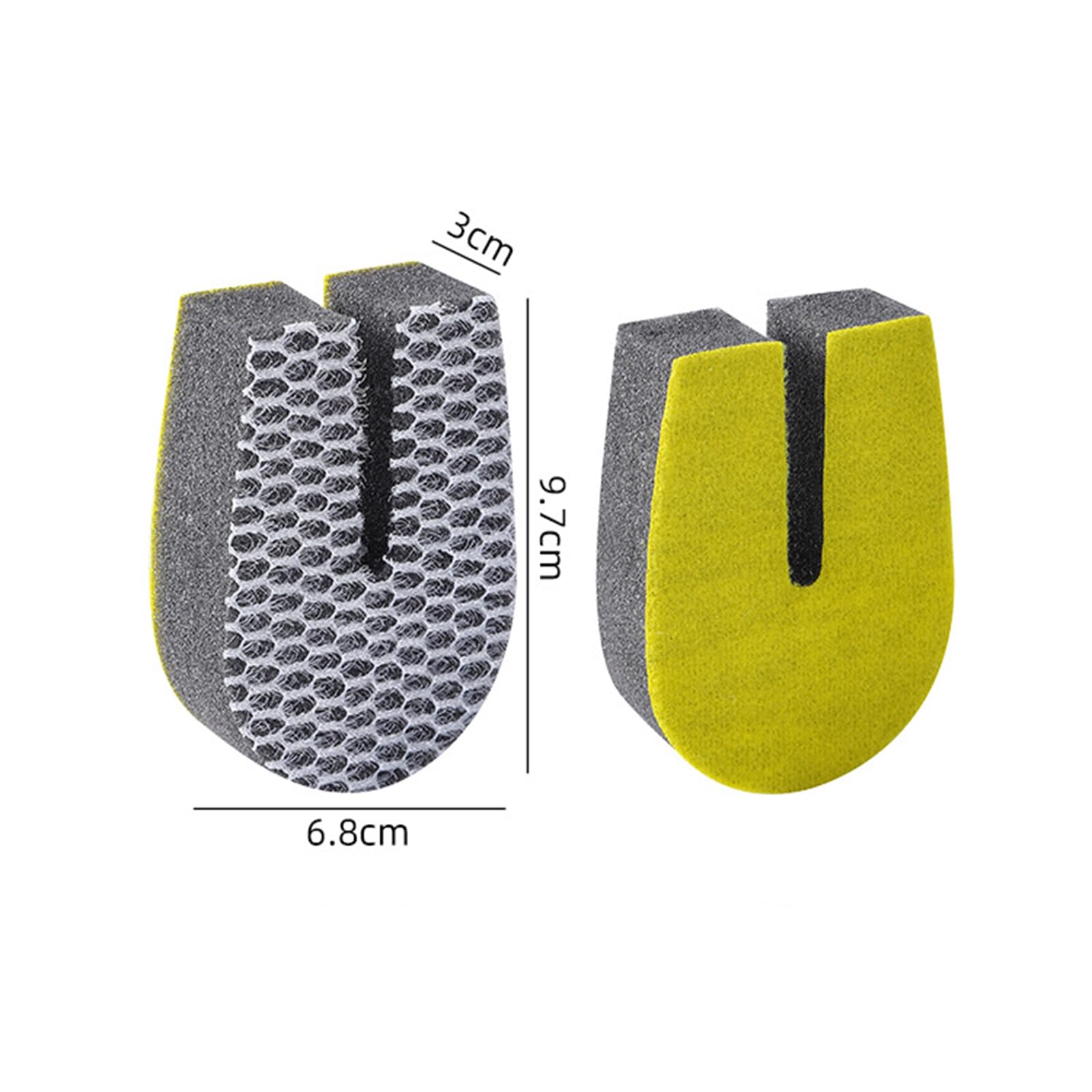 Esponja de doble cara en forma de U para limpieza de cocina, ideal para grietas, platos, cuencos y llantas de taza, juego de 2 estropajos para un uso versátil