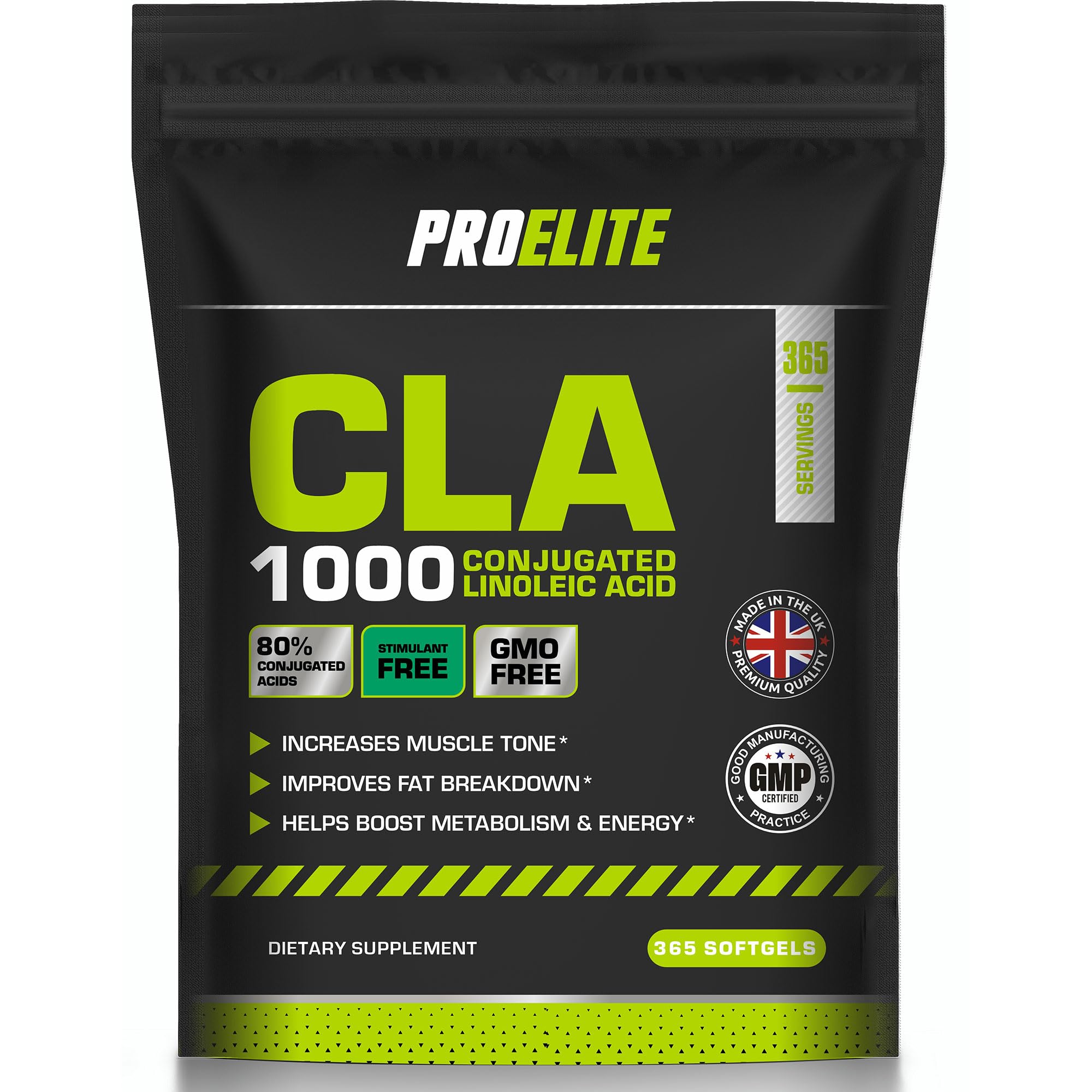 CLA Supplement 365 Softgels - 1000mg per Capsule CLA with 80% Isomers - CLA Softgel Capsules Conjugated Linoleic Acid - Boost Metabolism Weight Management