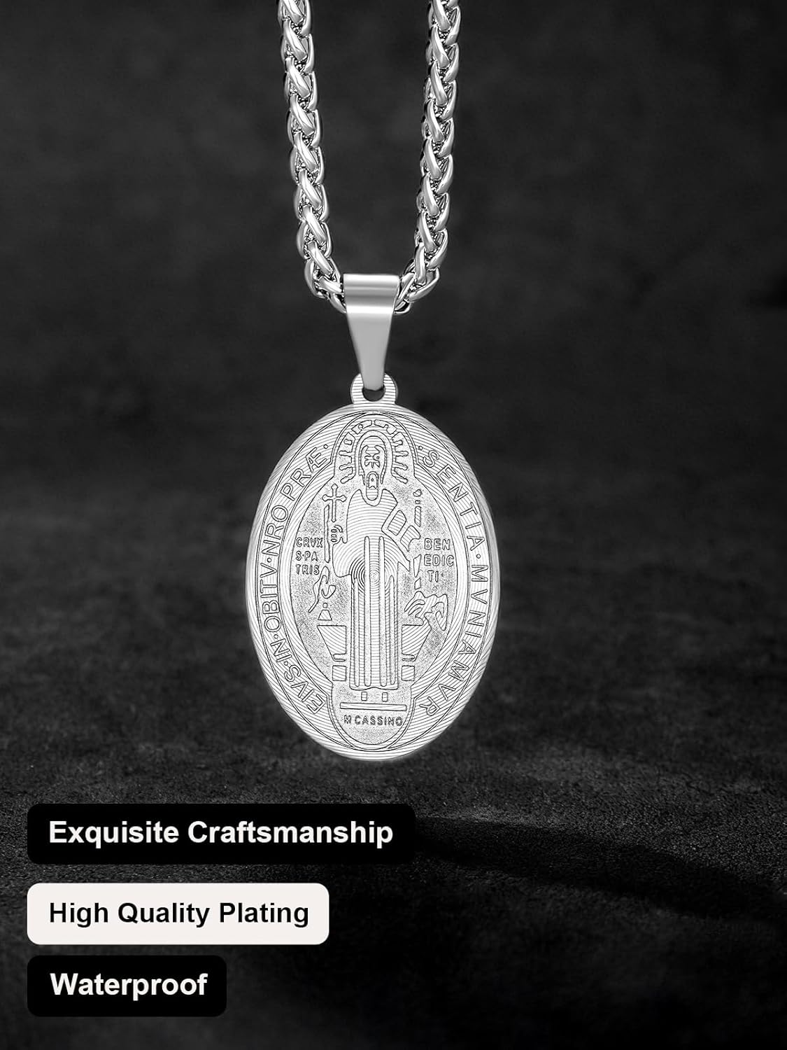 U7 Saint Benedict/Michael Medal Necklace, 316L Stainless Steel Virgin Mary Necklace for Men Women, Bible Verse Protection Necklace Catholic Jewelry,22"-24" Adjustable - Image 7