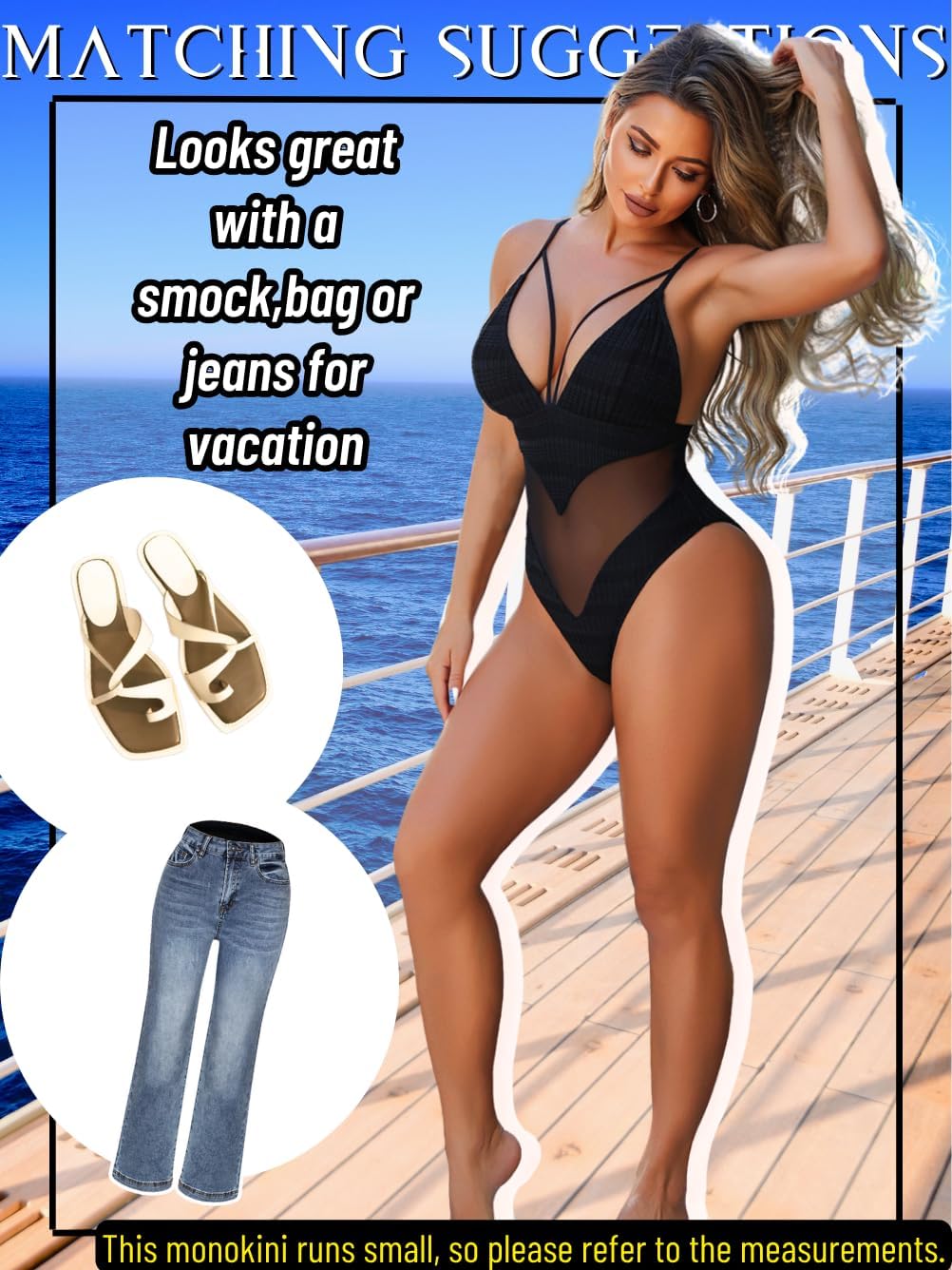 ChiaoLezhee Sexy One Piece Monokini for Women, Cheeky High Leg Deep-V Neck Swimsuits, Strappy Mesh Low-Back Bathing Suit - Image 4