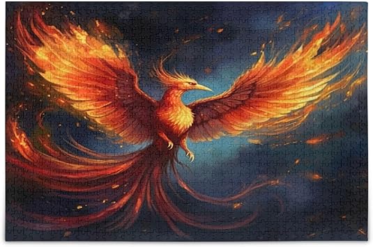 Fire Phoenix Puzzle 1000 Pieces - Wooden Jigsaw Puzzles for Family Games - Suitable for Teenagers and Adults
