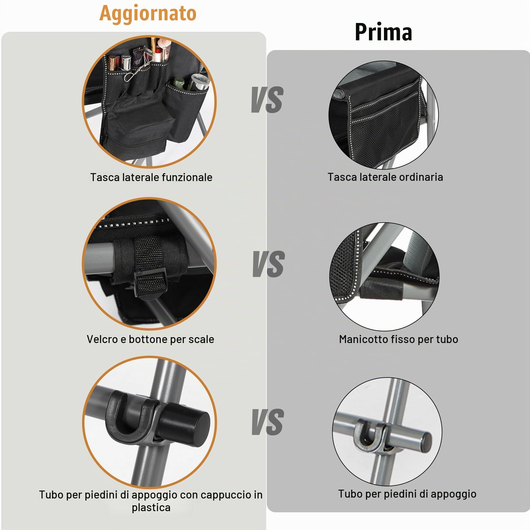 REDCAMP Sedia da regista pieghevole alta con poggiapiedi, capacità 136 kg, nero | Sedia portatile da trucco per artisti con borse laterali, sedia da regista per campeggio, resistente, supporta 136 kg