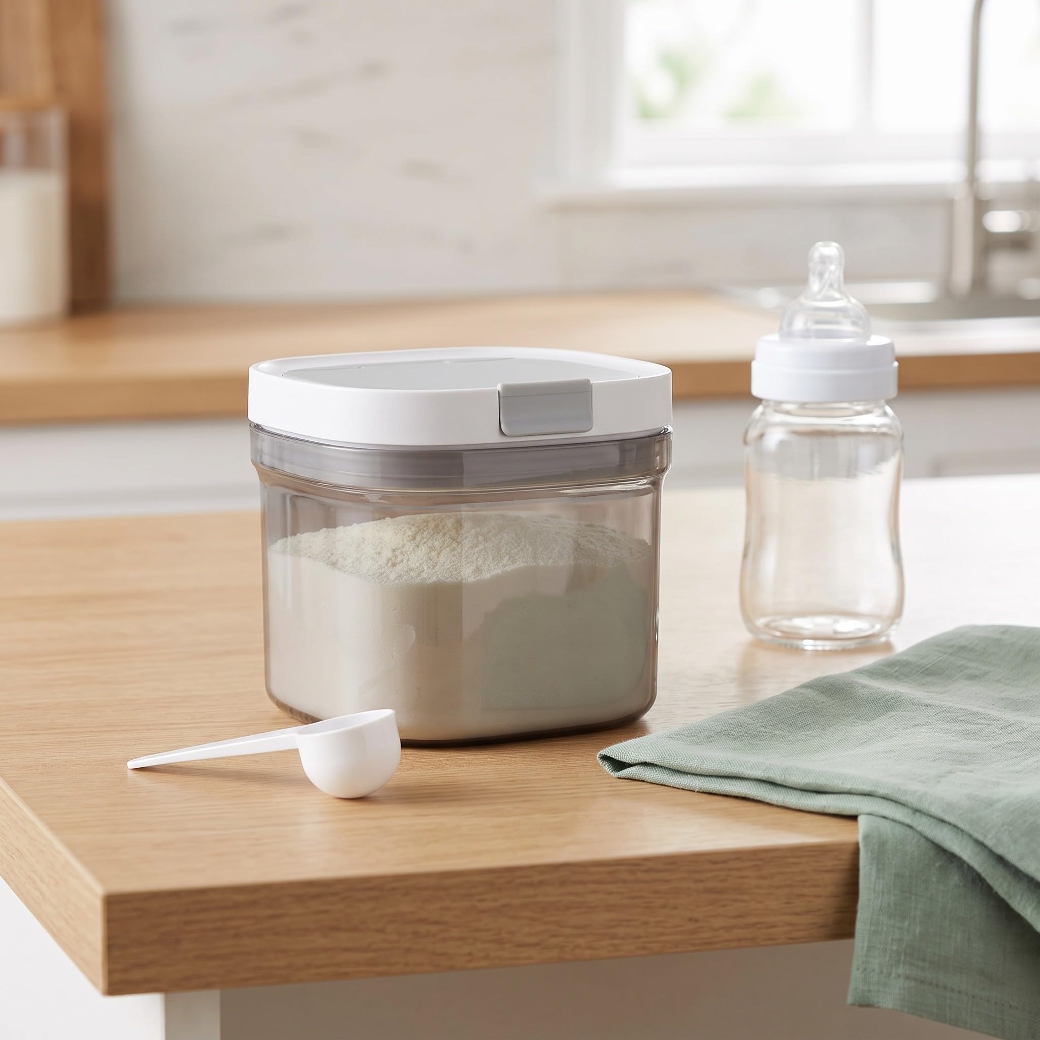 Barattolo ermetico da 800 ml/27 oz per latte in polvere | Contenitore riutilizzabile con coperchio per chicchi di caffè, zucchero e alimenti secchi, a prova di umidità, per la cucina,