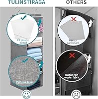 Vista 5 de 5-Layer Hanging Closet Organizer, Foldable Wardrobe Storage System with Drawers, Beige, Washable Sweater Storage Bag