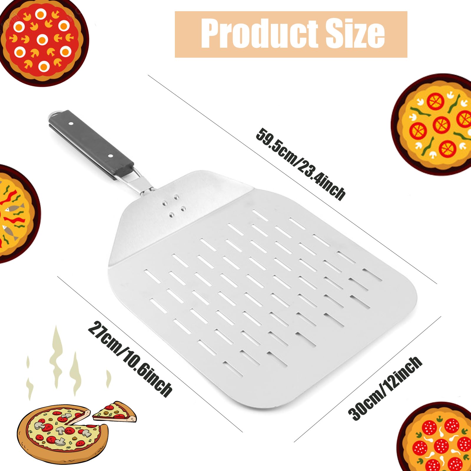 Pala Per Pizza In Alluminio 40x30cm - Manico Legno Rimovibile, Professionale Per Forno - Foto 12