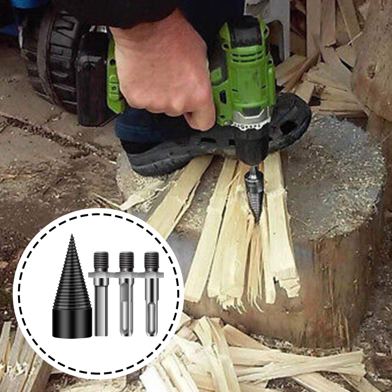 Festberg Bohrer Holzspalter Original,Festberg Bohrer,Bohrer Set, Holzspalterbohrer, Brennholzbohrer - Holzbohrer Mit 3 Bohraufsätzen(42mm)
