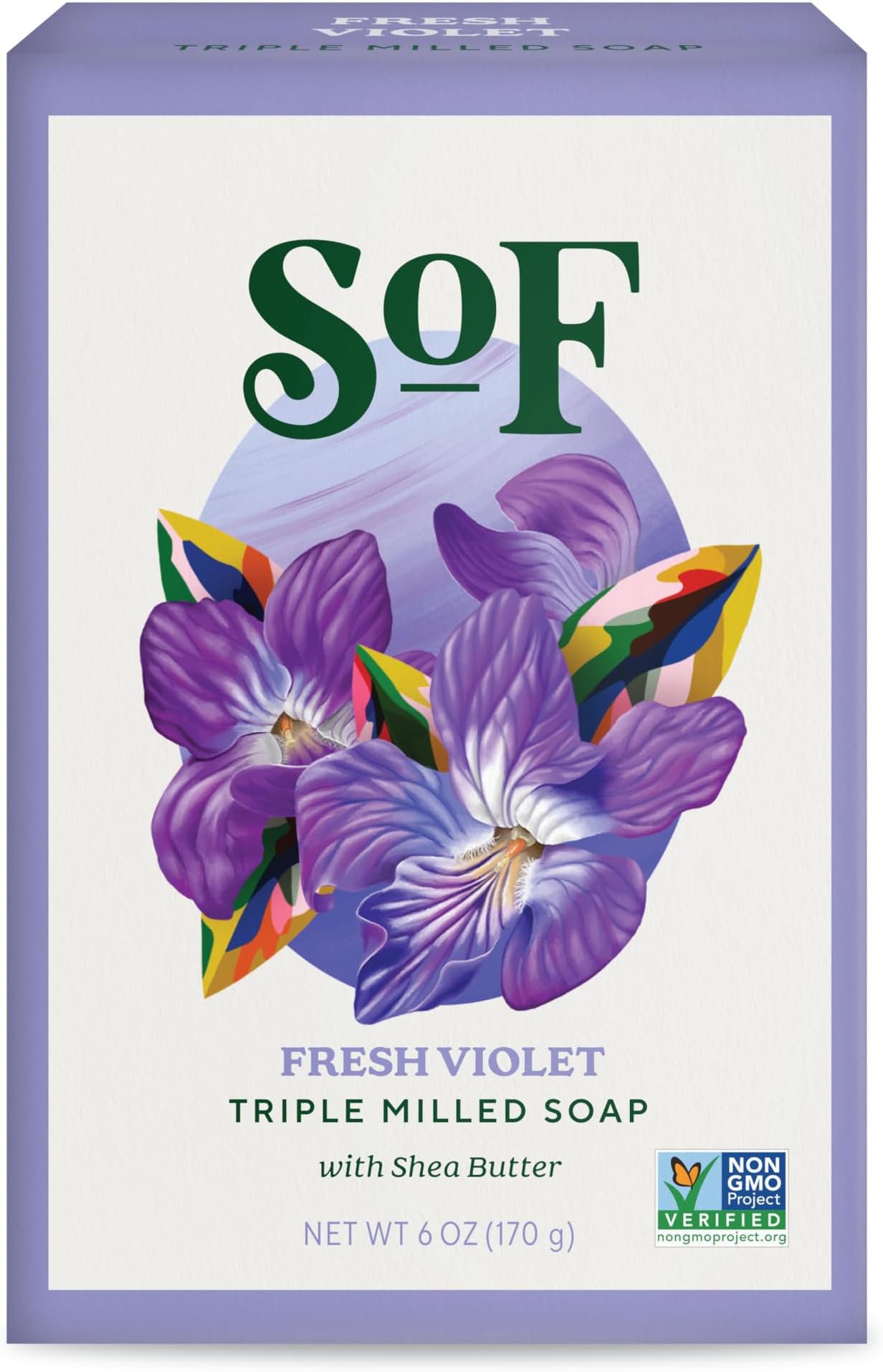 South of France Natural Body Care Triple Milled Large 6OZ Bar Soap (Violet Bouquet, 1 Bar)