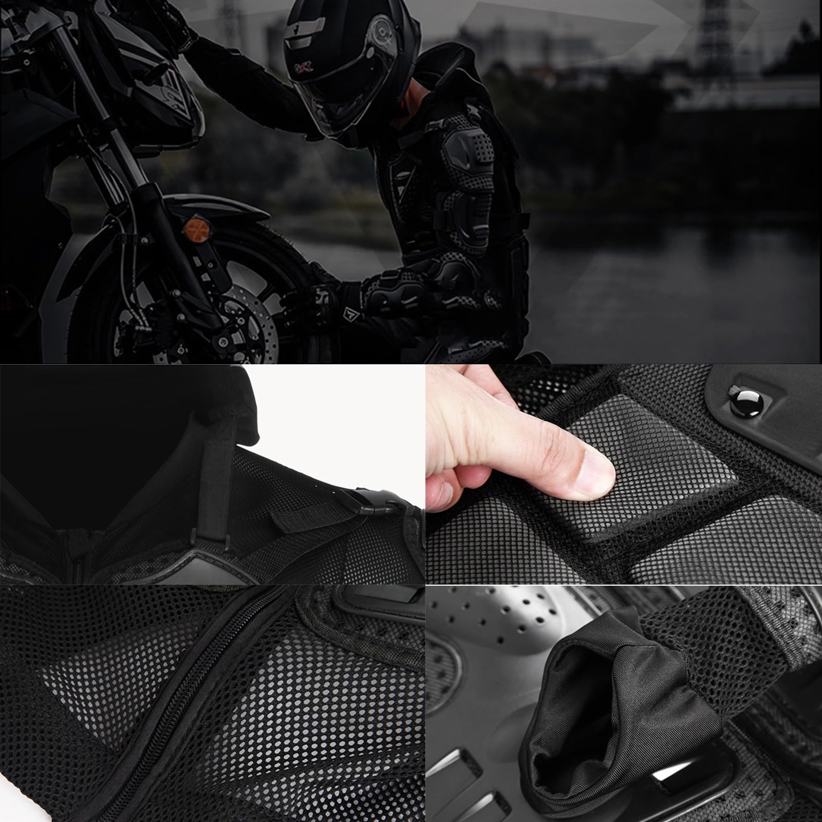 Motocyklowa kurtka ochronna z opancerzoną ochroną szyi, sport uliczny, motocrossowy, kurtka, odzież wyścigowa, ochrona sprzętu, ochraniacze na kolana, ochraniacze na łokcie, ochraniacze na klatkę