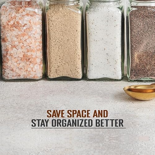 Miniatura 4 de Tarro de especias de vidrio cuadrado transparente pequeño y tapa ajustable para molinillo Paquete económico de 6