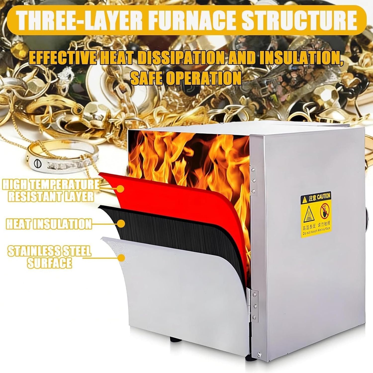 Professional Wax Burnout Furnace 1500W, Compact Tabletop Kiln for Lost Wax Casting, 800°C Max, Digital Control, Uniform 4-Sided Heating, Ideal for Jewelers & Craftsmen