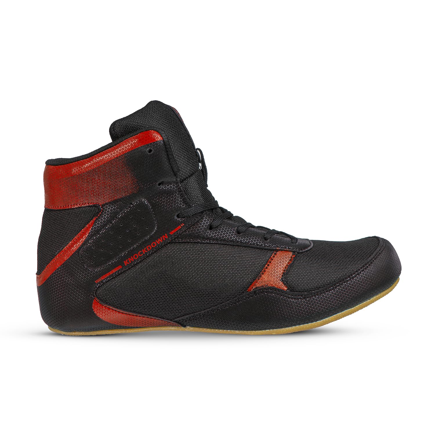 Aivin Knockdown Mens Kabaddi Shoes I Mesh & Synthetic Upper| Ideal for Kabaddi, Wrestling, Kho Kho (Black/Red, UK Footwear Size System, Adult, Men, Numeric, Medium, 10) 2
