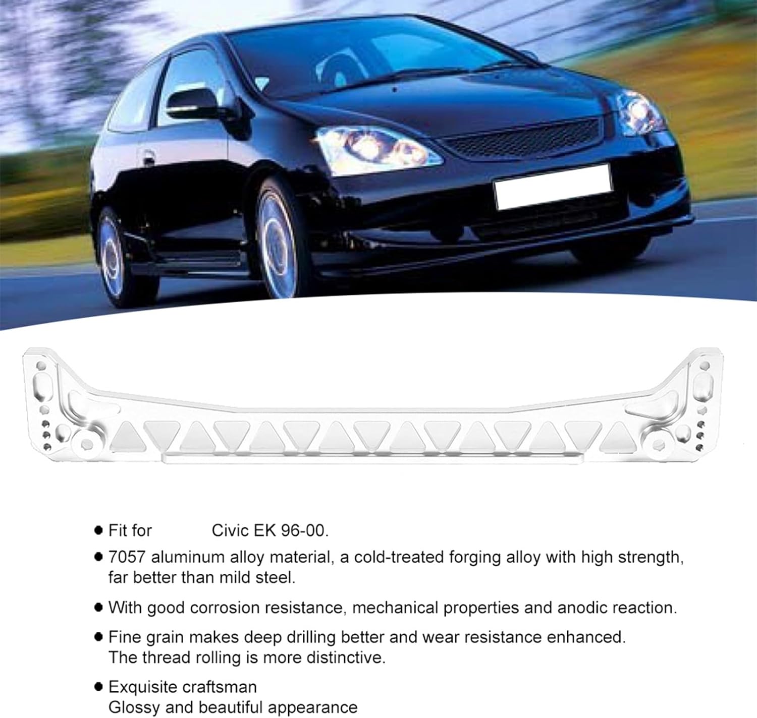 ALUMINUM F7 BALANCE STRUT BRACE BAR CHASSIS ACCESSORY EK 96-00 (Silver)