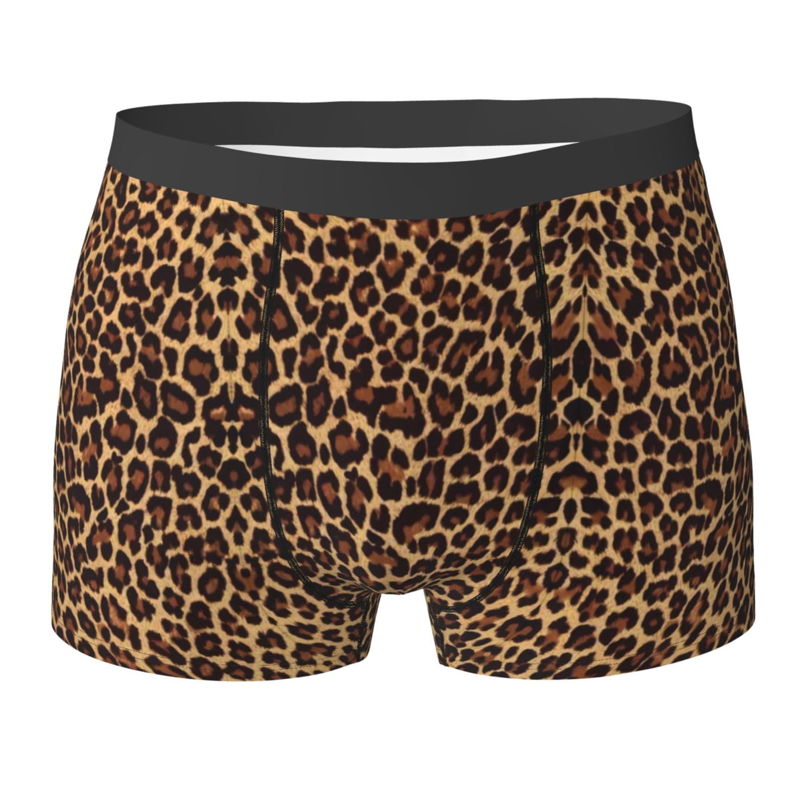 Qazwzml Men's Black Stretch Leopard Patterned Wallpaper Patterned Boxer Briefs, Shorts In Multiple Sizes Xl, Suitable For Everyday Wear