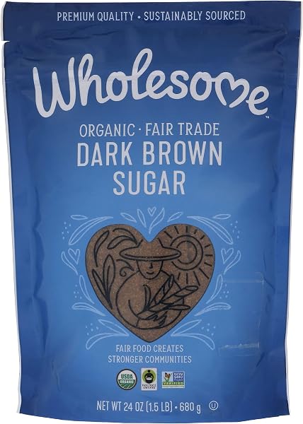 Wholesome Sweeteners 24-Ounce Organic Dark Brown Sugar, Fair Trade, Non GMO, Gluten Free & Vegan, Sugar for Baking and G