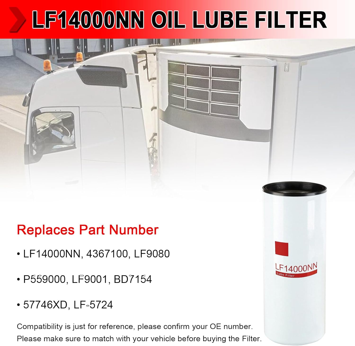 LF14000NN Oil Filter Compatible with Cummins ISX ISM QSX QSM QST X15 M11 Diesel Engines, Replaces LF9080 LF9001 P559000 4367100, Pack of 2