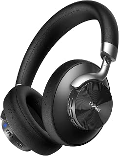 NUKied Bluetooth Headphones Over Ear, 50H Playtime Wireless Active Noise Cancelling Headphones with Built-in Mic, HiFi Stereo Sound with 4 EQ Music Modes, Support Voice Assistant - Black