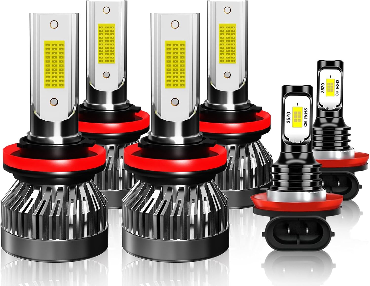 Compatible For 2007-2018 Nissan Altima Driving Light Bulbs Combo, 600% Enhanced Visibility White Light Bulbs, Direct Installation, Pack of 6