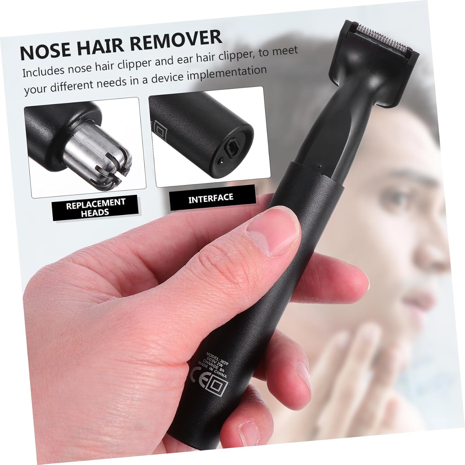 USB Rechargeable Nose and Ear Hair Trimmer with Dual-Edge Blades Rotating Precision Cutter Noise-reducing Motor Portable Personal Care Device for Comfortable Grooming