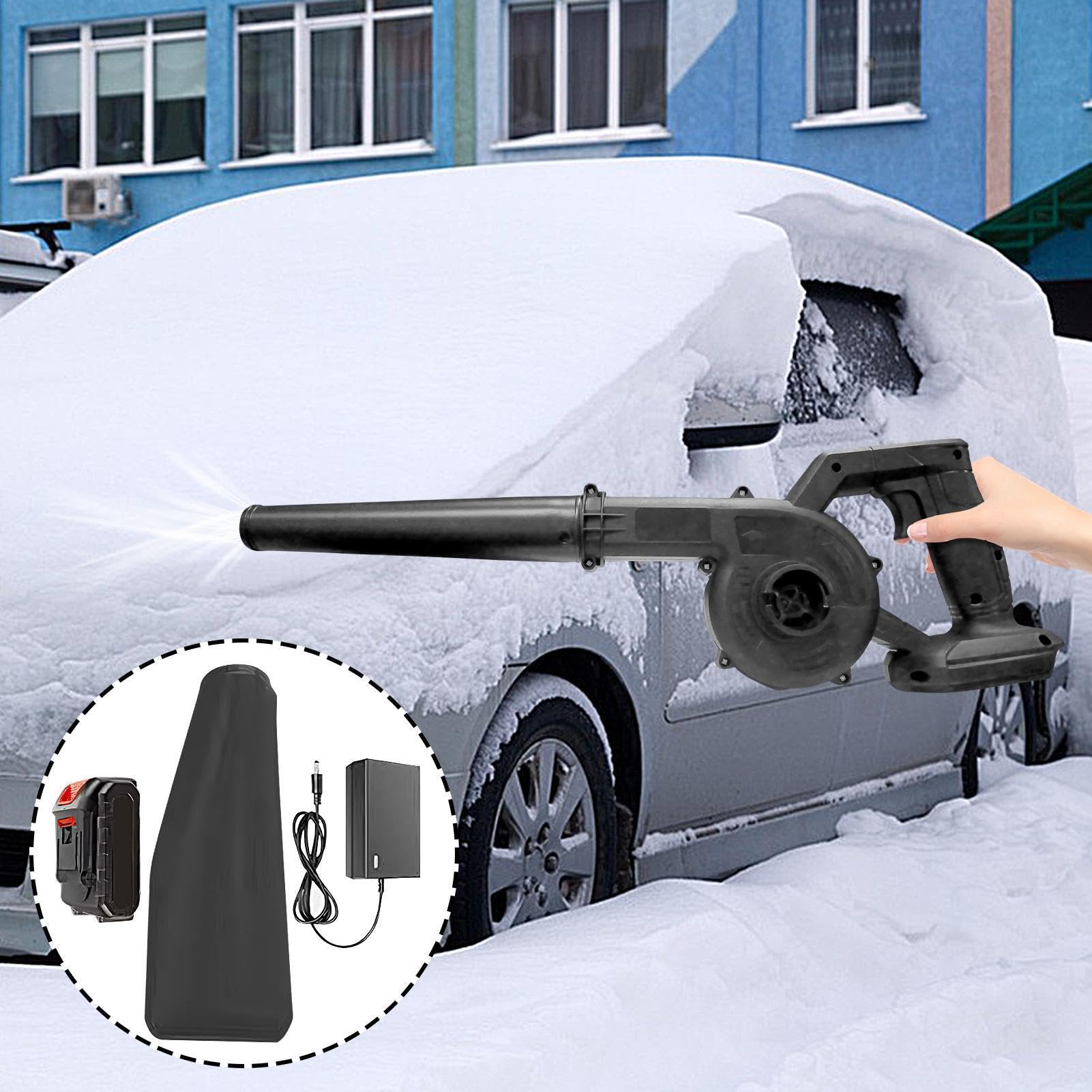 Soffiatore per foglie senza fili, potente alimentazione a batteria, design a 2 modalità per casa, auto, officina, esterni, patio, cortile, prato e portico, efficace pulizia di neve e detriti