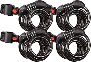 SEPOX® 6FT Cable Combination Bike Lock + Bracket, 5 Digit Retractable, 4Pcs | For Bike, Scooter, Gate, Outdoor Equipment, Heavy Duty 12mm Diameter Cable, Weatherproof Security Lock, Anti-Theft Anti-Rust