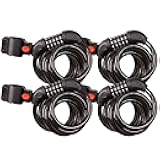 SEPOX® 4Pcs Pack 6FT Extra Long Cable Combination Bike Locks, 5 Digits Retractable Security Lock, 12mm Heavy Duty Anti Theft Anti Rust Cable for Bicycle, Scooter, Gate, Outdoor Equipment, Weatherproof