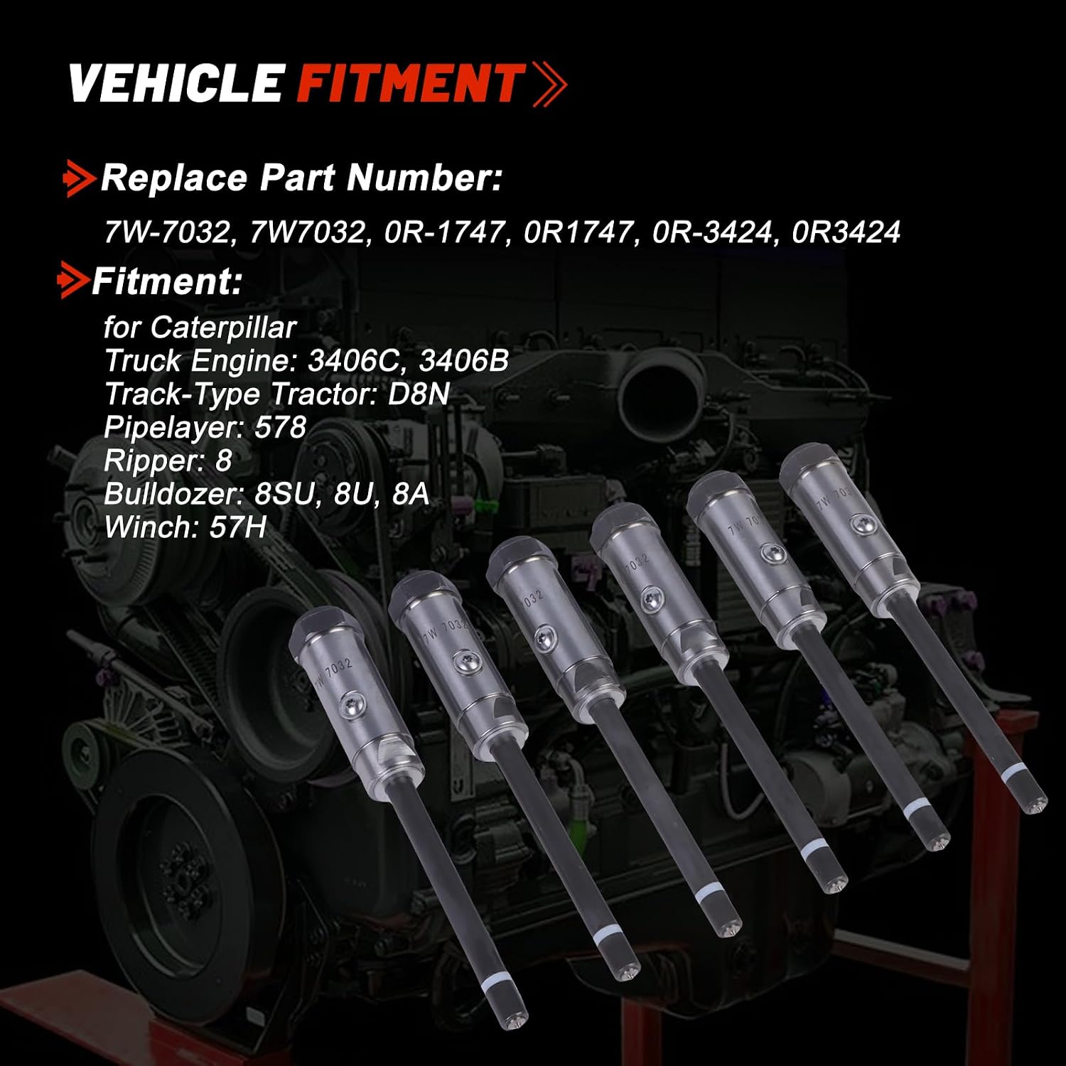 6pcs 7W-7032 0R-3424 Fuel Injector Pencil Nozzle for Caterpillar