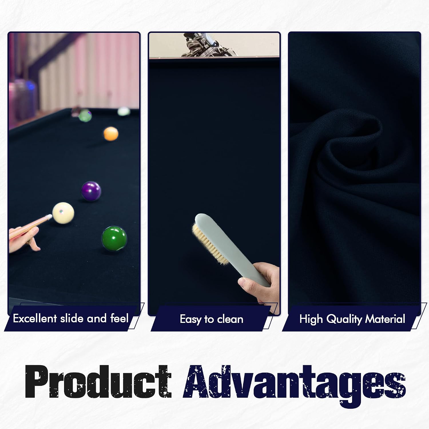 Pool Table Felt Replacement Kits for Billiard Cloth with Staple Remover and 6 Pcs Cloth Strips