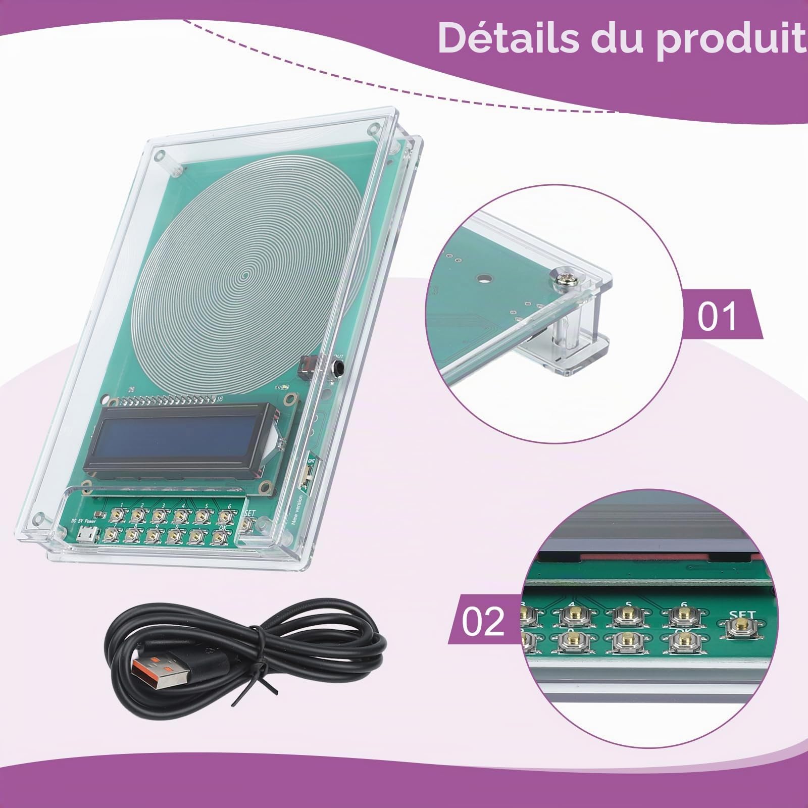 Générateur de fréquence V2 avec fréquence réglable de 0,1 Hz à 30 kHz avec résonance SchumannWave 7,83 Hz USB et options d'alimentation CC pour soulager le stress