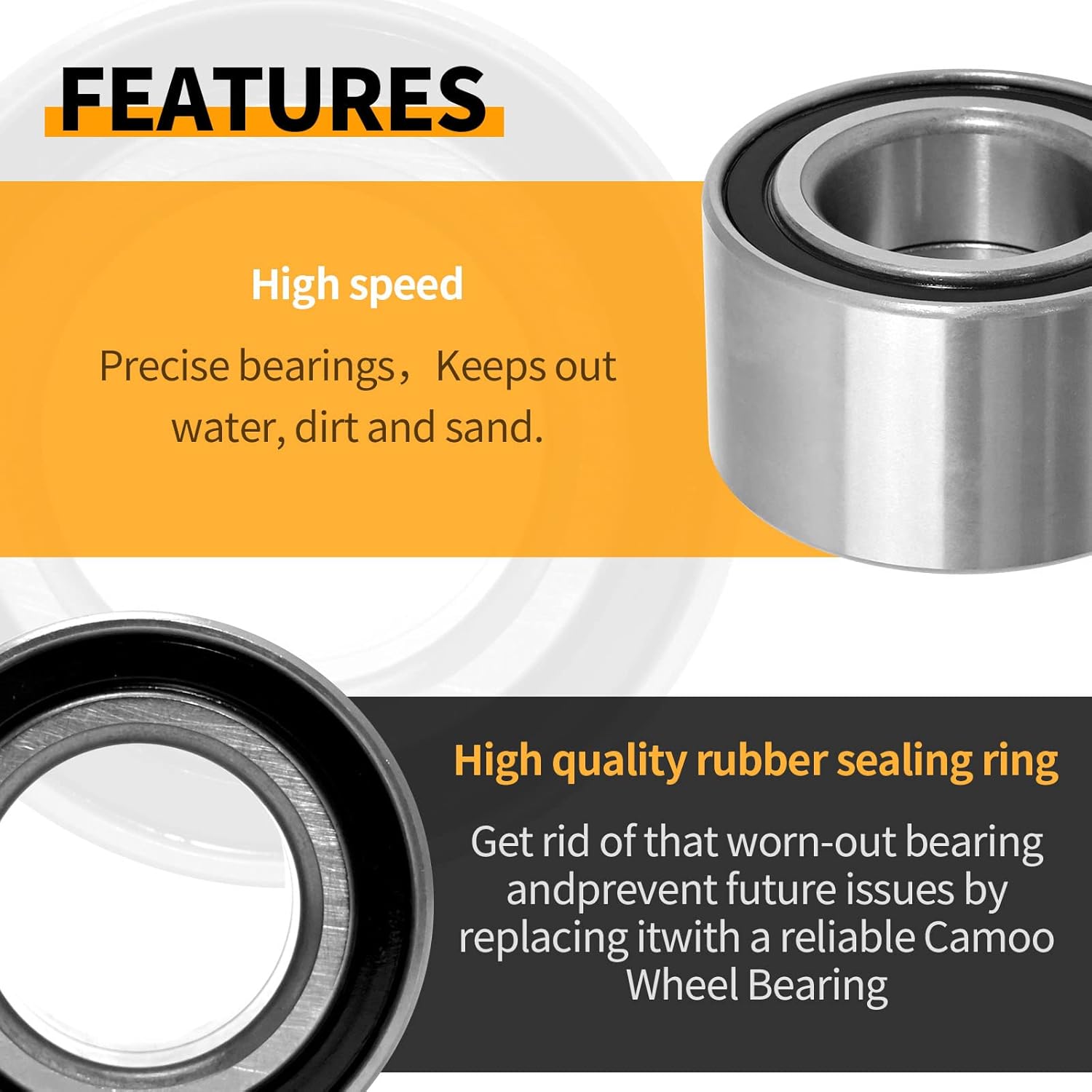 Front Wheel Bearings Replacement for Polaris Sportsman 300 400 450 500 570 600 700 800 ACE Scrambler ATP (36x64x37) Heavy Duty Stainless Steel